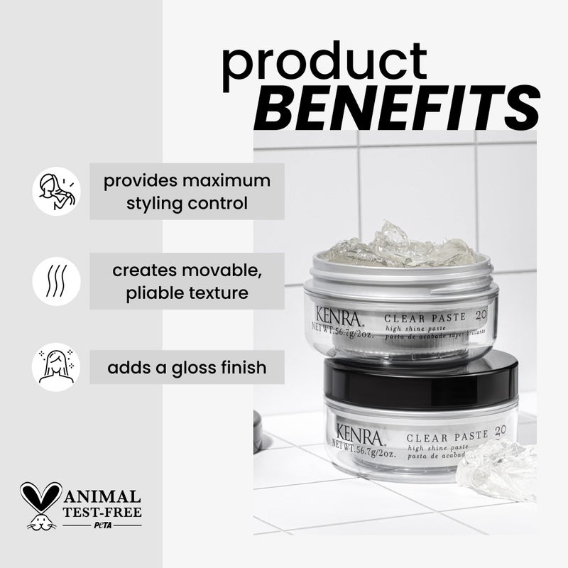 Kenra Professional Clear Paste 20 | High Shine Styler | High Hold & Control | Texturizing | All Hair Types | 2 oz (2-Pack) - Image 1